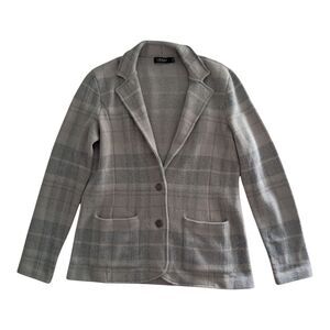 Lauren Ralph Lauren Blazer Womens Large Gray Plaid Wool Cashmere Blend Old Money
